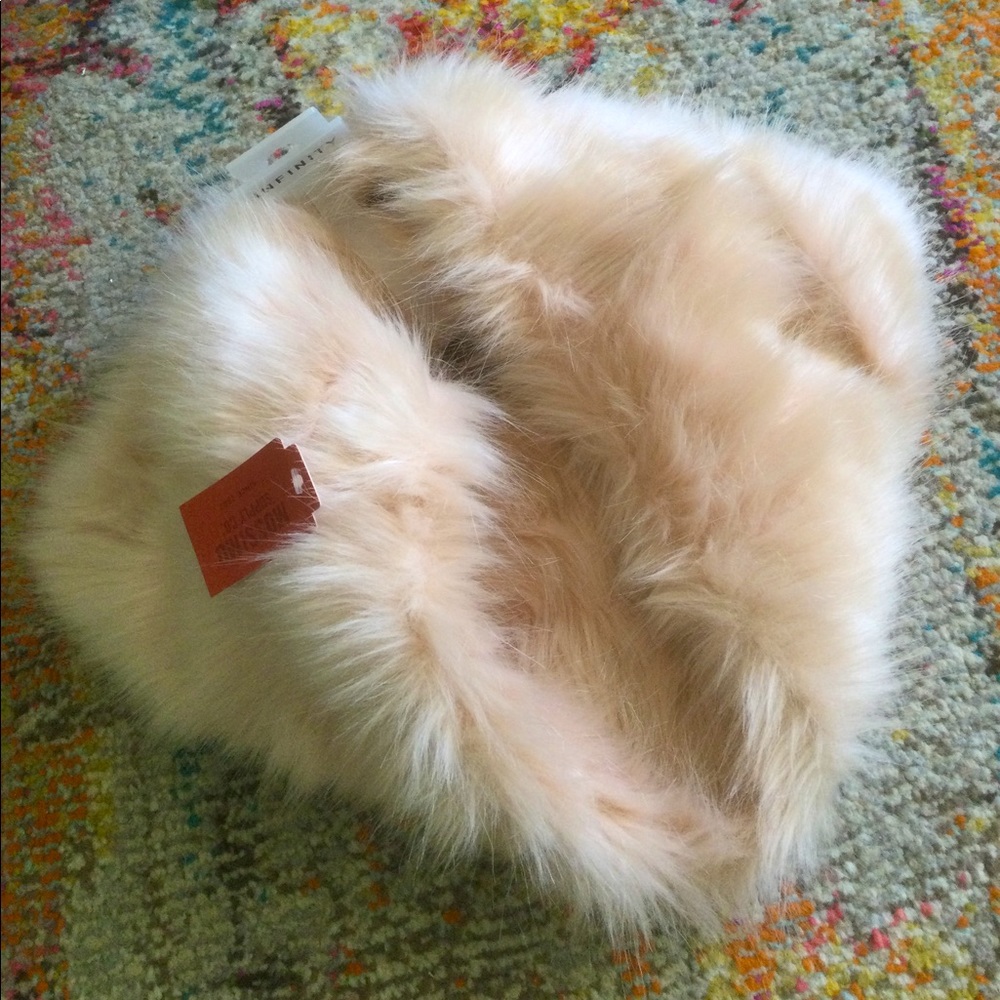 Rose gold faux fur infinity scarf
